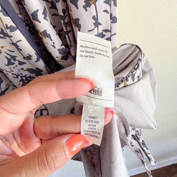 REI Coop Purple + Green Lilac Tint Floral Print Sun Up Midi Shirt Dress - XS - Picture 6 of 9